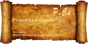 Prosznitz Csegő névjegykártya